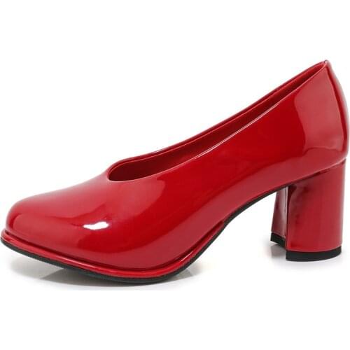 New 2020 Spring Designer Patent Leather High Heels Shoes Sexy Red Blue Pumps Women Shoes Large Size Office Party Wedding Shoes