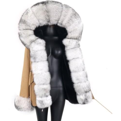 2021 Winter Jacket Waterproof Short Parka 7XL Women Real Fur Coat Natural Fox Fur Collar Hood Warm Streetwear Detachable