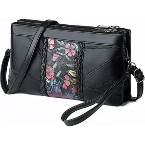 Women Shoulder Bag PU Leather Zipper New Designer Floral Printed Crossbody Bag Ladies High Quality Handbag