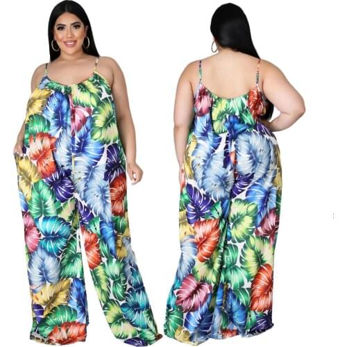 XL-4XL Plus Size Jumpsuit women clothing summer 2021 casual printing loose sling sleeveless romper Wholesale Dropshipping