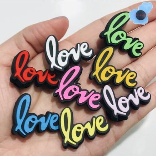 1Pcs Love Couples English Letters Alphabet PVC Shoe Charms Shoe Accessories Decoration Diy Wristbands Shoes Kids Gift Croc Jibz