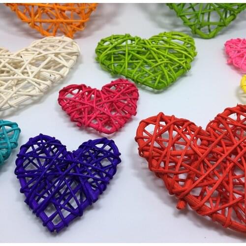 10PCS 6CM Rattan Balls Heart Sepak Takraw Wedding Birthday Christmas Decoration DIY Home Ornaments