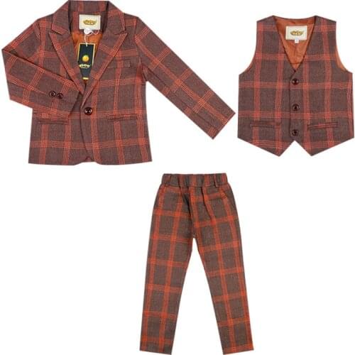 Brand Flower Boys Formal Blazer Clothing Set New Arrival Kids Jacket Vest Pants 3Pcs Wedding Tuxedo Suit Children Party Costume