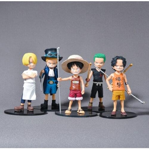 5pcs/lot Anime One Piece Action Figure Toys Young Luffy Ace Sabo Zoro Sanji Figurines PVC Model Collection Toys