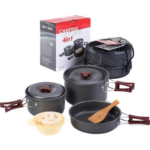 Naturehike 2-3People Camping Cookware Set Picnic Folding Pans Flying-Pan Bowl Spoon Super Light Outdoor Pot Skillet Pan