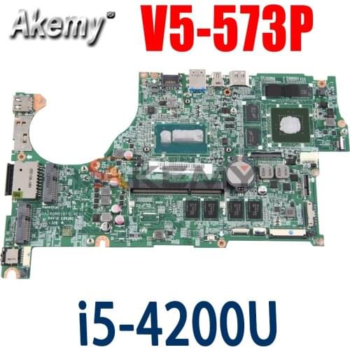 Akemy laptop Motherboard For ACER Aspire V5-573P i5-4200U Mainboard DAZRQMB18F0 SR170 N14P-GT-A2 4GB RAM DDR3