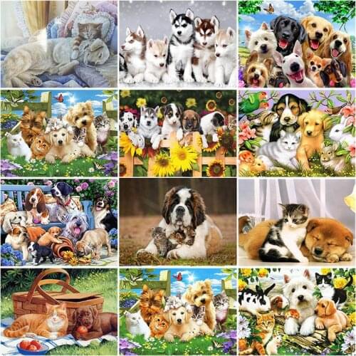 DIY 5D Diamond Painting Farm Animal Dog Diamond Embroidery Cross Stitch Kit Full Round Drill Rhinestone Mosaic Wall Sticker Gift