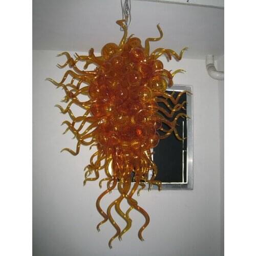 Antique Indoor Decorative Amber Color Blown Glass Chandeliers
