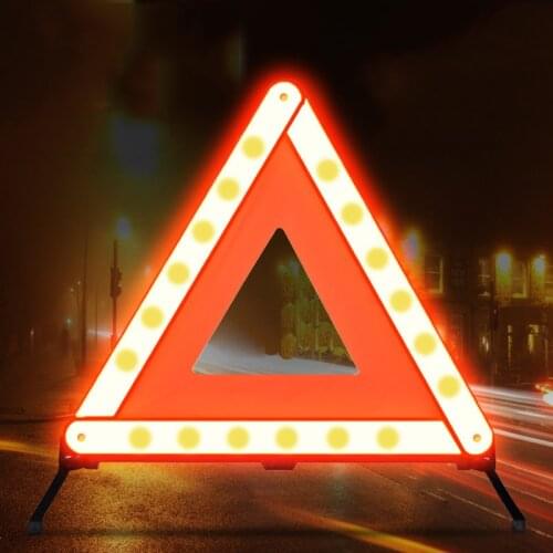 Car Triangle Reflective Strip Car Stop Sign Tripod Road Flasher Triangle Emergency Warning Sign Foldable Car Accessories