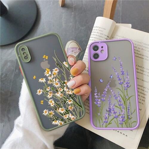 Butterfly Lavender Higan Flower Phone Case For iphone 6s 7 8 plus SE 2 12 mini 11 pro max X XR XS Max Hard Shockproof Back Case