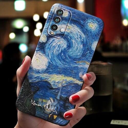3D Art Phone Case For Xiomi Xiaomi Redmi 9T Case For Redmi 9 T Cases Cover Soft Silicone Lens Protective Cute Starry Nnight Case
