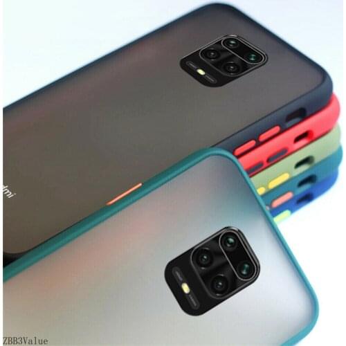 For Xiaomi Redmi Note 9S Case Shockproof Bumper Color TPU Frame Transparent Cover for Redmi Note 9 Pro Max Matte Hard PC Cases