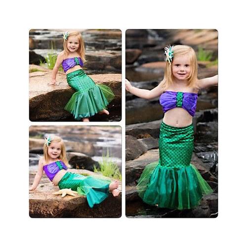Baby Girls Full Mermaid Set Costume Little Mermaid Bikini Swimwear Swimsuit Mermaid swimming suit for girls drop shipping