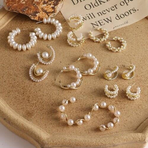 KISS WIFE Elegant Inlaid Pearl Earrings For Woman Fashion Jewelry New Luxury Wedding Party Girls Earrings 2021 Trend