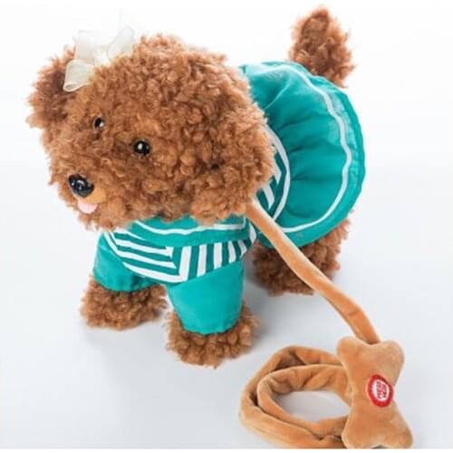 Electric leash dog Navy Teddy Plush Toys Music machinery remote control Leash dog electronic toys For Children free shipping