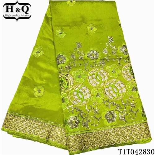 H&Q Indian George Lace 5Yards Smooth African George Fabric High Quality Afican George Lace Fabric With Sequin For Wedding Dress