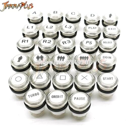 PLAY PS SELECT COIN 1 /2 Player START 5V 12V 33mm LED Light Illuminated Clear Push Button With Micro Switch Arcade Game DIY