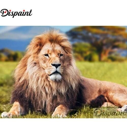 Dispaint Rhinestone Painting Crystal Decor Diy Diamond Painting "Animal lion" 3D Cross Stitch Pattern Diamond Embroidery A27661