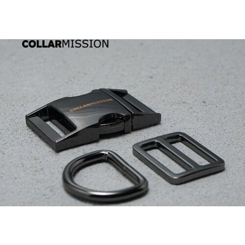 Metal buckle+Tri-Glid+D ring/set)Engraving metal plated buckle for high quality pet collar leash set harness DIY parts 25mm