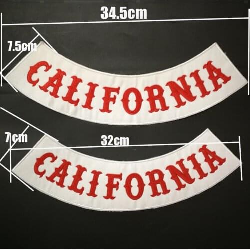 California HELLS Bottom Rocker Embroidery Twill Biker Iron On Patches for Jacket Motorcycle Club vest jacket badges appliques