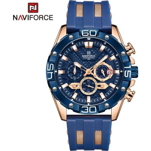 NAVIFORCE Luxury Mens Watches TPU Band Fashion Sport Quartz Watches Top Brand Man Watch Military Analog Display Waterproof Clock