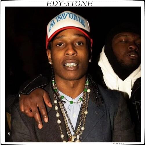 EDY 2021 New Hip Hop Punk Asap Rocky Same Style Greenstone Adjustable Drawstring Necklace For Women Men Girls Party Jewelry