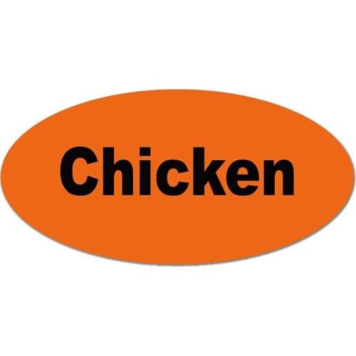 Oval Fluorescent Orange Chicken Stickers 1 X 2 Inch - 500 Chicken Food Stickers Chicken Retail Package Adhesive Labels