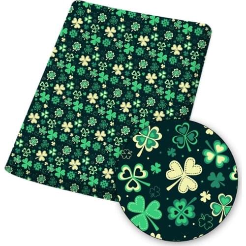 St. Patricks Day Polyester Cotton Fabric Green Leaves Printed Fabric DIY Sewing Home Textile Garment Material 80g 45*145cm