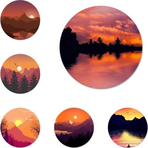 Natural Scenery SUNSET Badge Brooch Pin Accessories For Clothes Backpack Decoration gift 58mm