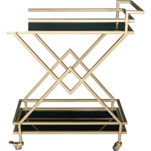 Factory directly sales deep price gold trolley household drinks trolley dining cart mobile sideboard cabinet