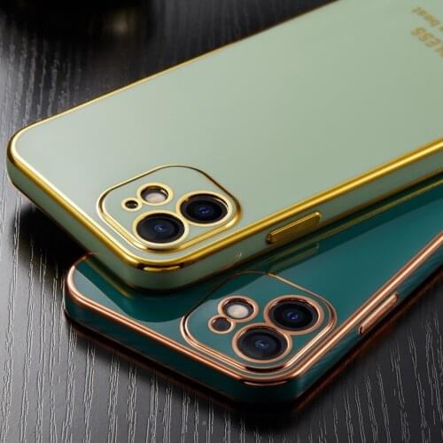 Luxury Soft Silicone Plating Square Frame Case for IPhone 12 11 Pro Max Mini IPhone X XS XR 7 8 Plus Phone Cover Coque