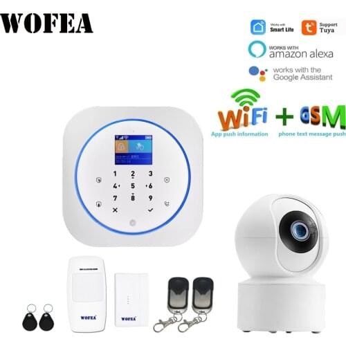 Wofea Wireless wifi & GSM alarm system RFID tag home security alarm kit tuyasmart APP built in siren