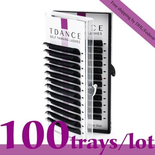 TDANCE 100trays/Lot Easy Fan Bloom Eyelash Extension Austomatic Flowering Fast Fan Self-Making Fans Volume Lashes