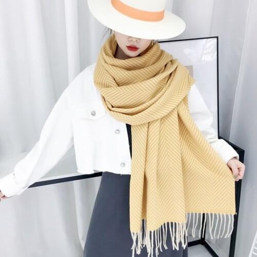Warm scarf for womens autumn and winter new cashmere-like scarves thick shawl fringed simple scarfs luxury brand bandana