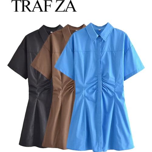 Модные платья-рубашки TRAFZA China At AliExpress