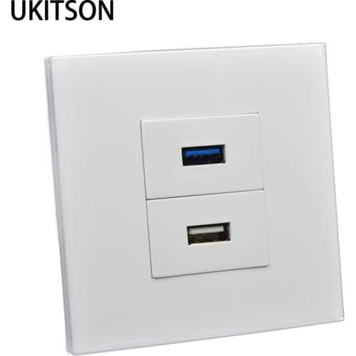 USB3.0 With USB2.0 Female To Female Face Panel Extender Socket White Color Wall Outlet