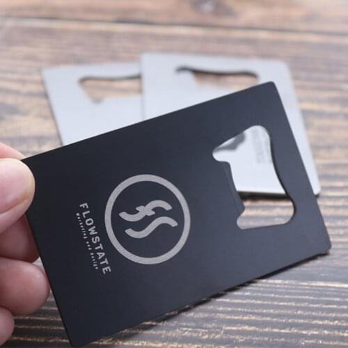 50x Custom Logo Metal Stainless Steel Business Card with Bottle Opener Black / Silver Personalized Wedding Favor Gift for Guests