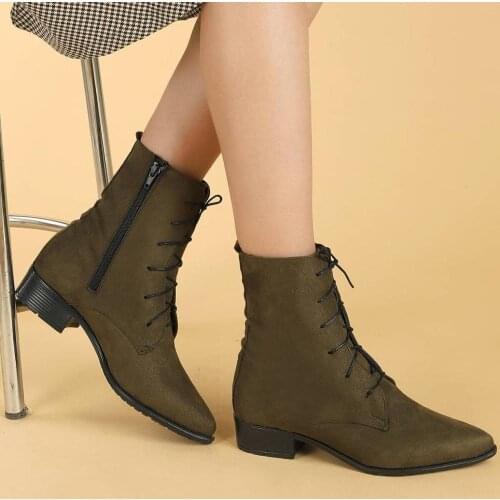 Suede Lace-Up Thermo Sole Stylish Womens Boots Shoes