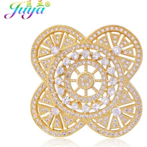 Pearls Jewelry Findings Pave Zircon Floating Flower Connector Pendant Accessories For Women Natural Stone Pearls Necklace Making