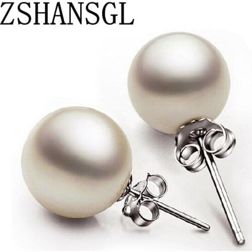 Hot Sale 6/8mm Pearl stud Earrings For Women AAAA Pearl Stud Earring with S925 ear pin for women Accessories Earrings
