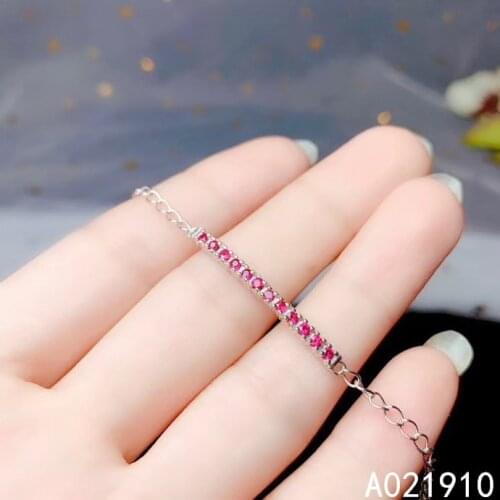 KJJEAXCMY boutique jewelry 925 sterling silver inlaid natural ruby female bracelet support detection exquisite