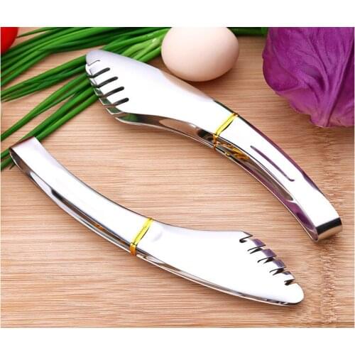 1PC Stainless Steel Bread Clip Silver Food Tongs BBQ Serving Utensil tong Anti Heat Pastry Clamp Barbecue Tong PL 010