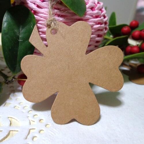 100pcs 6X6cm Kraft Black Creative Lucky Clover Blank Kraft Paper Cards Gift Tag Hang Tag For Party Favor Bag Candy Box Decor