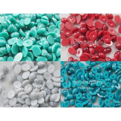 1000pcs Red/white/blue/green 4*6mm Half Oval Flatback Turquoise Beads Gems For Sewing Craft Decoration DIY Beads
