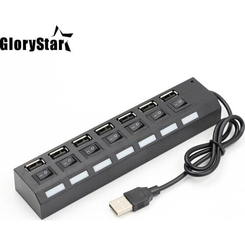 4 / 7 Port USB HUB Usb 2.0 Hub Multi Usb Splitter with on/off Switch or EU / US Power Adapter for MacBook PC Notebook Laptop