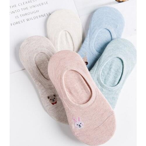 5Pairs/lot Women Socks Female Cotton No Show Ankle Socks Animal avatar Fox Mouse Cartoon Socks Lovely Cute Students Girls Socks