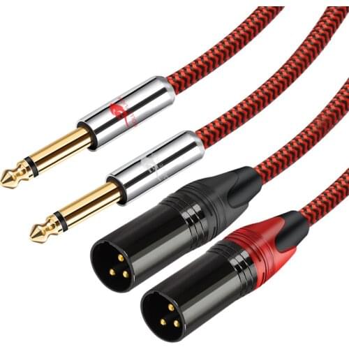 Dual XLR Male to 2x 6.35mm 1/4 inch TS Mono Male Audio Cable For Mixer Console Amplifier Home Theatre System XLR Adapter Cords
