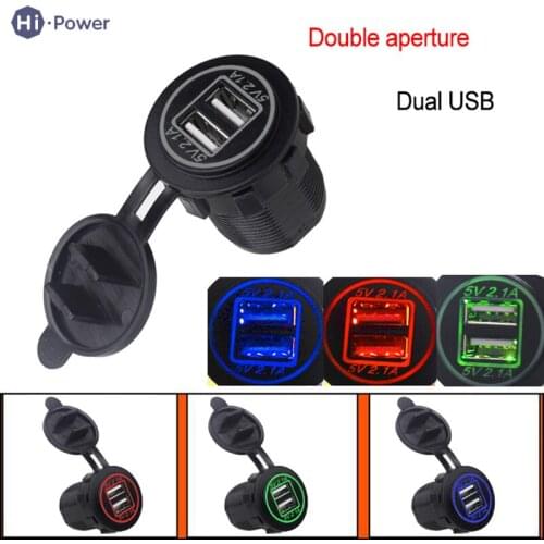 Hi-power Digital Display Car Charger Socket Splitter 12V-24V 2 Port USB Car Charger Power Adaptor Waterproof Cigarette Lighter