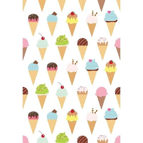 White Background For Photography Various Colourful Cartoon Ice Cream Cone Backdrop For Baby Shower Wedding Party Photo Props