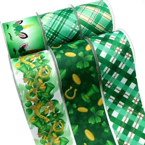 Free shipping 50 yard per size Saint Patrick ribbon printed grosgrain ribbon 26589